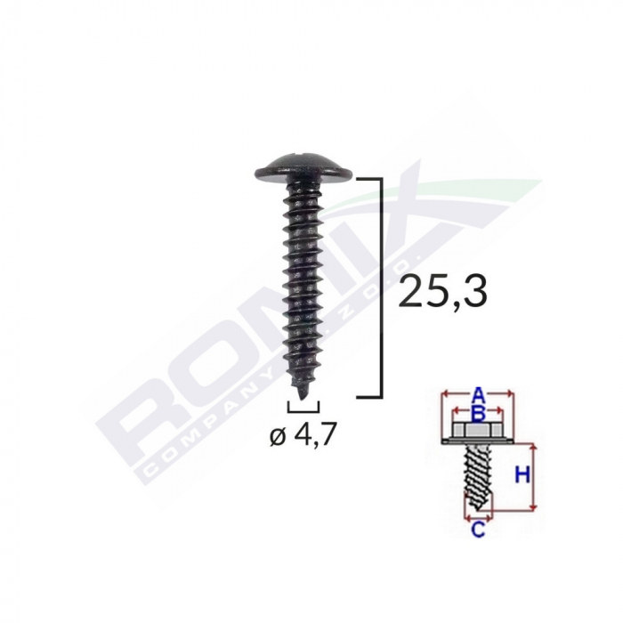 Surub Fixare Pentru Alfa Romeo/Fiat 4.7X25.3Mm - Negru Set 10 Buc [2]
