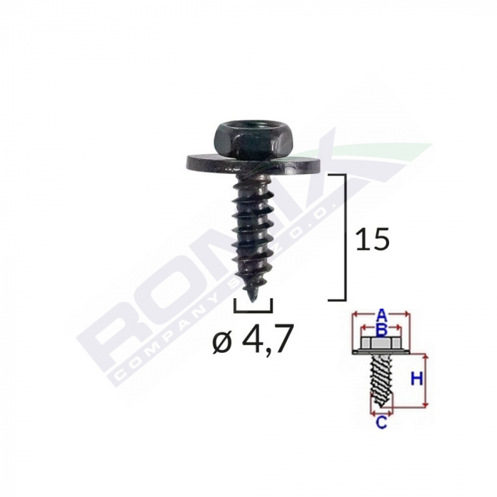 Surub Universal Fixare Negru 4.7X15Mm Set 10 Buc [2]