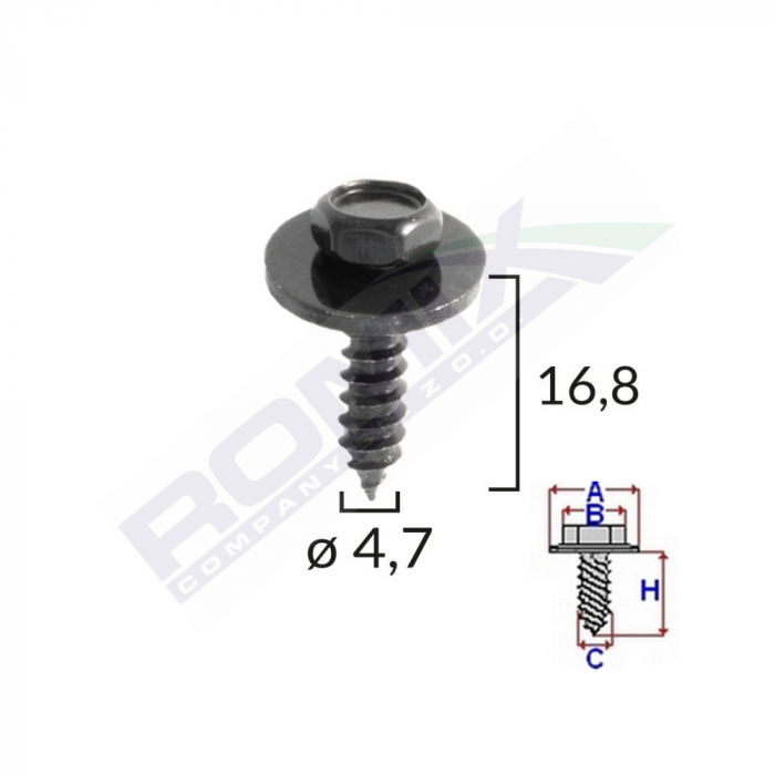 Surub Universal Fixare Negru 4.7X16.8Mm Set 10 Buc [2]
