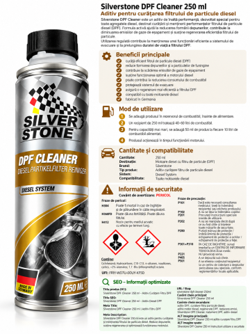 Chimice auto - Aditiv pentru curățarea filtrului de particule DPF Silverstone DPF Cleaner - 250 ml