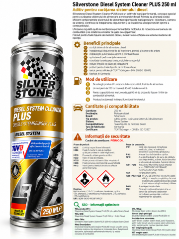 Chimice auto - Soluție curățare sistem alimentare Diesel Silverstone Diesel System Cleaner Plus - 250 ml