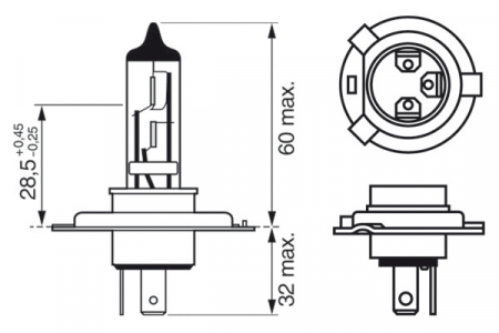 Bec 12V H4 60W / 55W Pure Light Bosch [1]
