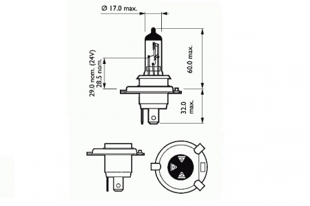 BECURI AUTO - Bec Far H4 12V 60/55W P43T Basic Sct