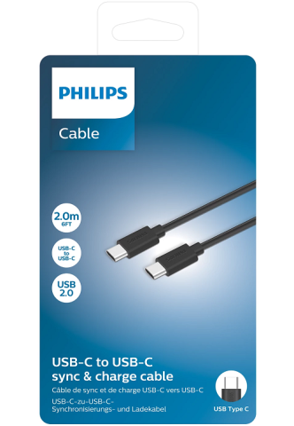 ACCESORII AUTO INTERIOR - Cablu de date/incarcare telefoane PHILIPS DLC3106C/03, lungime 2 metri, de la USB-C la USB-C