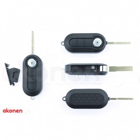 ACCESORII - Carcasa Cheie Contact Pentru Fiat 500 (2007-) / Bravo / Grande Punto 3 Butoane, Cu Cheie