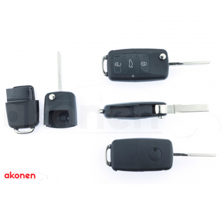 ACCESORII - Carcasa Cheie Contact Pentru Volkswagen Jetta / Passat (B5-B6-B7) / Polo / Scirocco / Tiguan, 3 Butoane, Cu Cheie