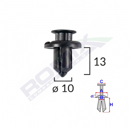 ACCESORII - Clips Fixare Bara Fata Pentru Honda/Mitsubishi 10X13Mm - Negru Set 5 Buc