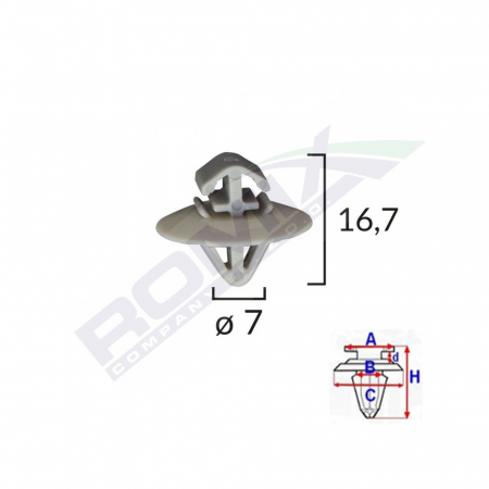 ACCESORII - Clips Fixare Elemente Exterioare Pentru Iveco/Opel/Renault 7X16.7 - Gri Set 10 Buc