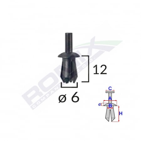 Clips Fixare Elemente Exterioare Pentru Opel 8X12Mm - Negru Set 10 Buc [1]