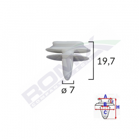 ACCESORII - Clips Fixare Elemente Exterioare Pentru Renault 7X19.7Mm - Alb Set 10 Buc