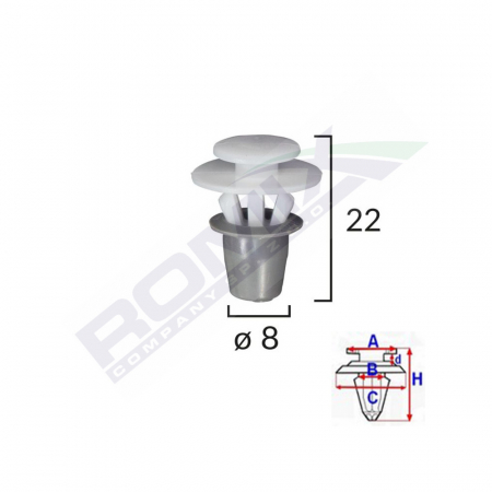 CONSUMABILE SERVICE - Clips Fixare Elemente Exterioare Pentru Seat Vw 8X22Mm - Alb Set 10 Buc