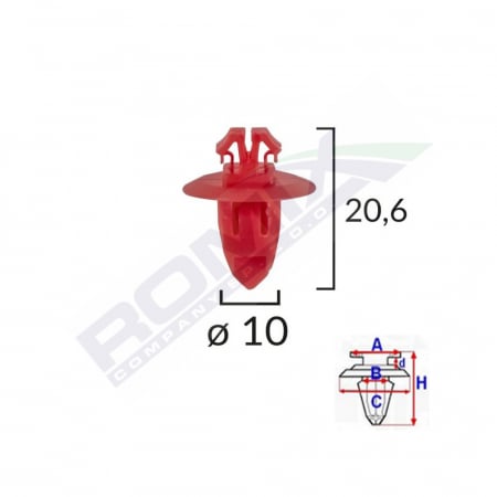 ACCESORII - Clips Fixare Elemente Exterioare Pentru Toyota 10X20.6 - Rosu Set 10 Buc