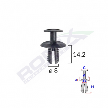 ACCESORII - Clips Fixare Elemente Exterioare Pentru Vw, Seat, Mercedes, Skoda 8X14.2Mm Negru Set 10Buc