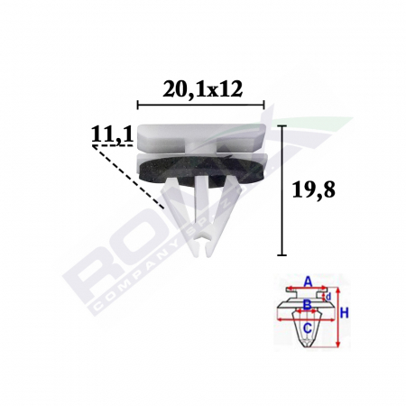 Clips Fixare Elemente Exterior Pentru Ford, Opel, Chevrolet 11.1X19.8X20.1Mm Gri - Set 10 Buc [1]