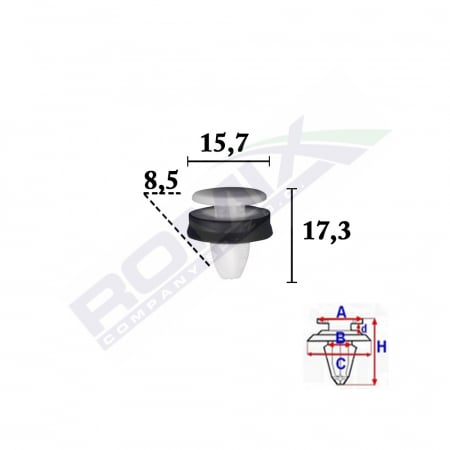 ACCESORII - Clips Fixare Elemente Exterior Pentru Ford Transit 2014 -8.5X17.3Mm Alb - Set 10 Buc