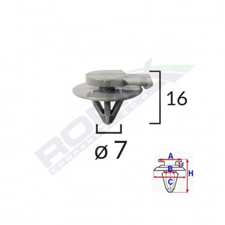 Clips Fixare Elemente Exterior Pentru Mini 7X16Mm Gri Set 5 Buc [1]