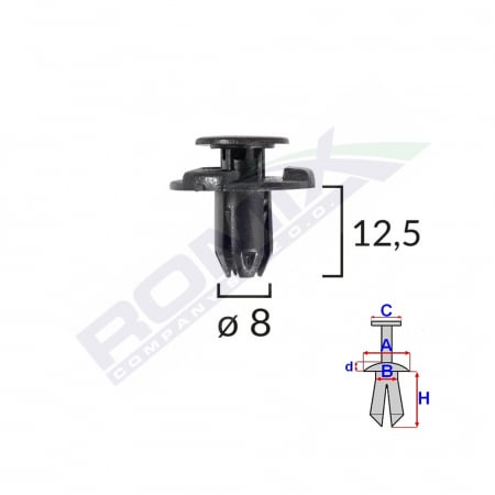 ACCESORII - Clips Fixare Elemente Exterior Pentru Nissan, Subaru 8X12.5Mm Negru Set 10Buc