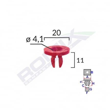 ACCESORII - Clips Fixare Elemente Motor Pentru Ford 11X20Mm - Rosu Set 10 Buc