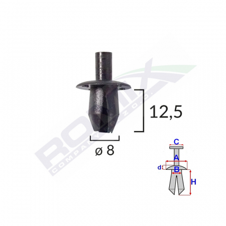 ACCESORII - Clips Fixare Elemente Roata Pentru Dacia Renault - Negru Set 10 Buc