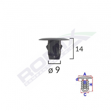 ACCESORII - Clips Fixare Elemente Roata Pentru Honda 9X14Mm Negru Set 10 Buc