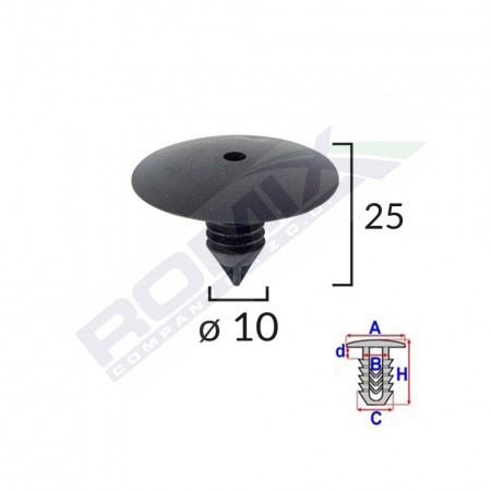 ACCESORII - Clips Fixare Elemente Roata Pentru Renault 10X25Mm - Negru Set 10 Buc