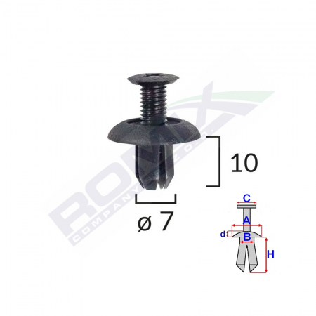 Clips Fixare Honda/Mitsubishi 7X10Mm - Negru Set 10 Buc [1]