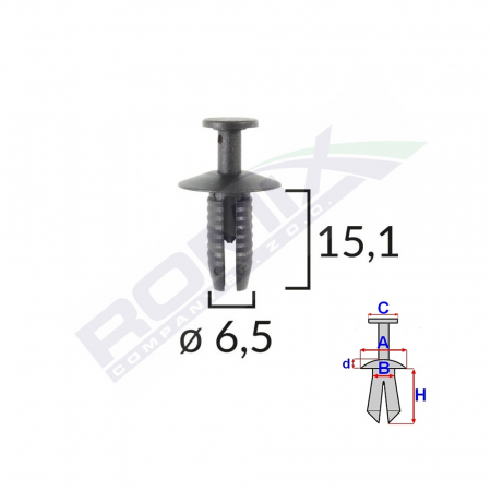 ACCESORII - Clips Fixare Pentru Audi/Bmw 6.5X15.1Mm - Negru Set 10 Buc