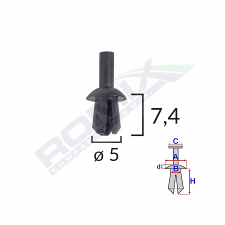 Clips Fixare Pentru Audi/Vw 5X7.4Mm - Negru Set 25 Buc [1]