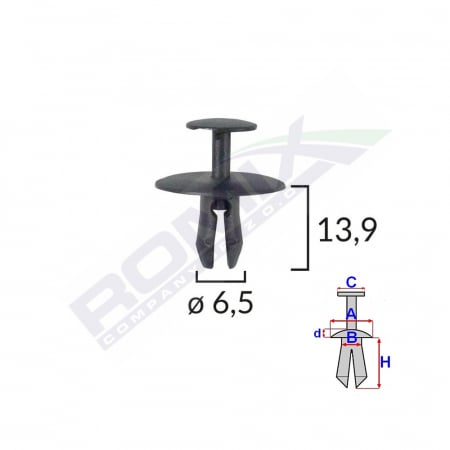 ACCESORII - Clips Fixare Pentru Citroen/Peugeot 6.5X13.9Mm - Negru Set 10 Buc