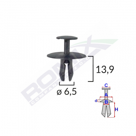Clips Fixare Pentru Citroen/Peugeot 6.5X13.9Mm - Negru Set 10 Buc [1]