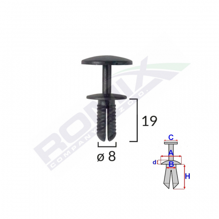 Clips Fixare Pentru Ford - 8X19Mm - Negru Set 10 Buc [1]