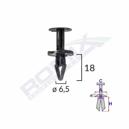 ACCESORII - Clips Fixare Pentru Ford, Opel 6.5X18Mm Negru Set 10Buc