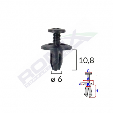 CLIPS FIXARE PENTRU HONDA/KIA/TOYOTA 6X10.8MM - NEGRU SET 10 BUC [1]