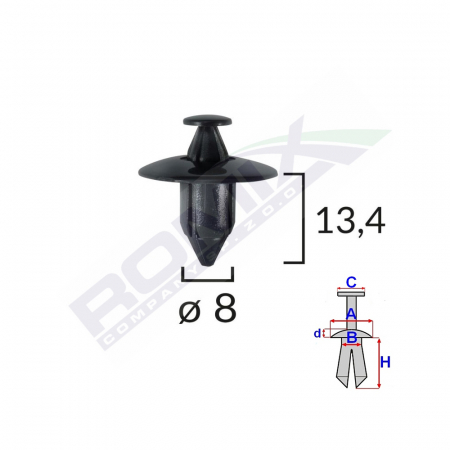 Clips Fixare Pentru Honda/Suzuki/Volvo 8X13.4Mm - Negru Set 10 Buc [1]