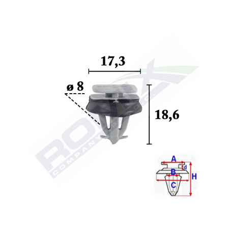 CONSUMABILE SERVICE - Clips Fixare Pentru Iveco Daily 2006 -8X18.6Mm Gri - Set 10 Buc