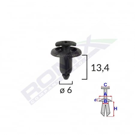 ACCESORII - Clips Fixare Pentru Lexus/Suzuki/Toyota/Honda/Yamaha 6X13.4Mm - Negru Set 10 Buc