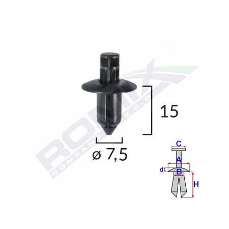 ACCESORII - Clips Fixare Pentru Lexus/Suzuki/Toyota/Volvo 7.5X15Mm - Negru Set 10 Buc