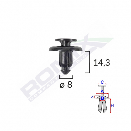 ACCESORII - Clips Fixare Pentru Mazda/Subaru 8X14.3Mm - Negru Set 10 Buc