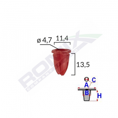 Clips Fixare Pentru Mercedes 11.4X13.5Mm - Rosu Set 25 Buc [1]