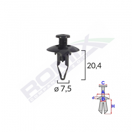 CONSUMABILE SERVICE - CLIPS FIXARE PENTRU MITSUBISHI 7.5X20.4MM - NEGRU SET 10 BUC