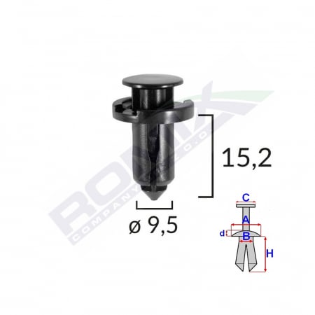 ACCESORII - Clips Fixare Pentru Nissan/Honda/Subaru 9.5X15.2Mm - Negru Set 10 Buc