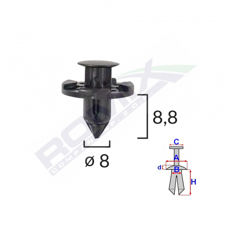 ACCESORII - Clips Fixare Pentru Nissan/Mitsubishi 8X8.8Mm - Negru Set 10 Buc