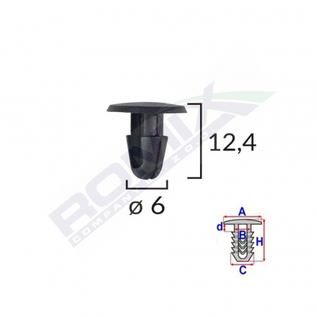 ACCESORII - Clips Fixare Pentru Toyota/Lexus 6X12.4Mm - Negru Set 10 Buc