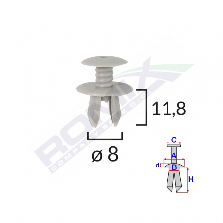 ACCESORII - Clips Fixare Pentru Vw 8X11.8Mm - Gri Set 10 Buc