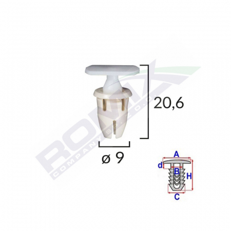 Clips Fixare Prag Pentru Mercedes 9X20.6Mm - Alb Set 10 Buc [1]