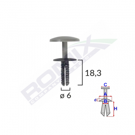 ACCESORII - Clips Fixare Universal 6X18.3Mm - Negru Set 25 Buc