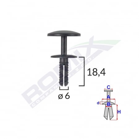 Clips Fixare Universal 6X18.4Mm - Negru Set 25 Buc [1]