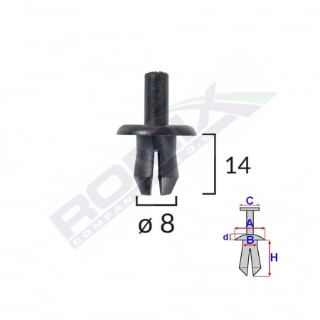 Clips Fixare Volvo 8X14Mm - Negru Set 10 Buc [1]