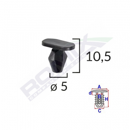 ACCESORII - Clips Pentru Garnituri Peugeot, Citroen 5X10.5Mm Negru Set 10 Buc