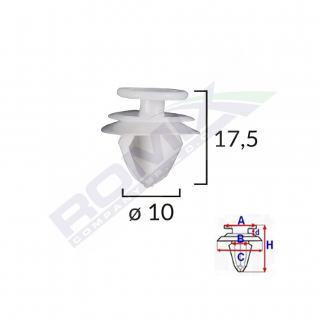 Clips Tapiterie Pentru Citroen/Peugeot/Volvo 10X17.5Mm - Gri Set 10 Buc [1]